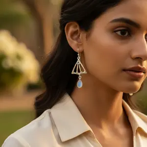 Pendientes de Oro Rosa de 18K con Forma de Lágrima con Perla y Circonita para Mujer - Joyería de Moda para Bodas y Fiestas, Regalo - Product Image 2