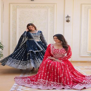 Exclusive Quality Traditional Georgette Embroidery Party Wear <b>Lehenga</b> Choli Wedding Heavy Flare <b>Skirt</b> Stylish Dupatta Fancy Lace - Product Image 1
