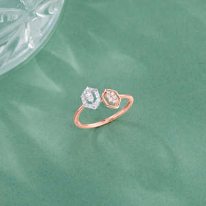 Bague en or rose avec diamants Twin Hexas Fashion - Product Image 1