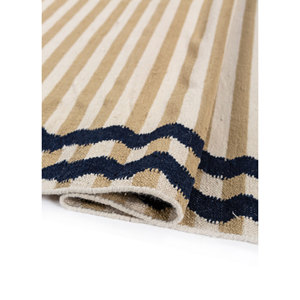 Alfombras de Lana Tejidas Planas Doradas Alhambra con Rayas para Uso Doméstico-ADWL-13291 - Product Image 2