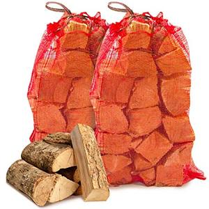 Leña de abedul seca al horno, troncos de madera dura en bolsas de malla roja para calefacción y uso en exteriores - Product Image 1