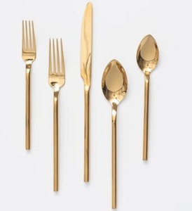 ชุดมีดทองเหลืองพร้อมด้ามจับบางเฉียบชุดเครื่องใช้บนโต๊ะอาหารชุบทองประกอบด้วยช้อนส้อมและชุดมีด - Product Image 1