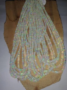 Collar de cuentas de ópalo de fuego etíope Natural de 16 pulgadas, 3 hebras, Rondelle suave, piedra blanca llamativa, regalo de Navidad, Welo, Etiopía - Product Image 2