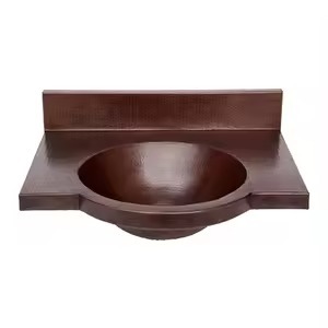 Modern Designer Oval <b>Copper</b> Sink With Artisan Finished Perfect For Contemporary Classic And Trendy Interior Spaces - Product Image 3