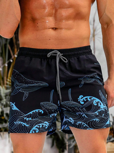 Pantalones Cortos Casuales Deportivos para Hombre, 100% Algodón, con Cordón, Holgados, de Color Sólido, a la Moda - Product Image 3