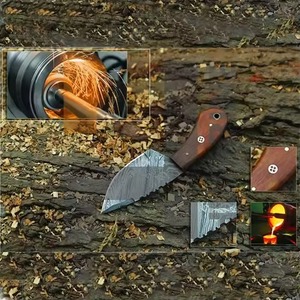 Couteau de chasse à lame fixe en acier Damas de qualité supérieure, prix abordable, best-seller, avec manche en bois et garantie de 3 ans - HTTC STORE - Product Image 4