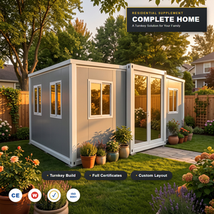 บ้านสำเร็จรูปเหล็กชุบสังกะสีขนาดเล็ก 20 ฟุต แบบพับได้ พร้อมห้องน้ำและห้องครัวครบครัน พร้อมอยู่อาศัยในสวนหลังบ้าน - Product Image 1