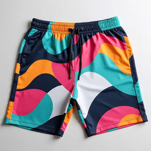 Pantalones cortos de entrenamiento atléticos de poliéster 100% para hombre, pantalones cortos de gimnasio con cordón en la cintura, ropa deportiva, pantalones cortos de playa para correr de verano - Product Image 3