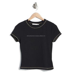 เสื้อยืดคอกลมผู้หญิงน้ำหนักเบา ทรงเข้ารูป ผ้าฝ้ายผสมสแปนเด็กซ์ สตรีทแวร์ ระบายอากาศ แห้งเร็ว สีพื้น พิมพ์ลายซิลค์สกรีน - Product Image 1