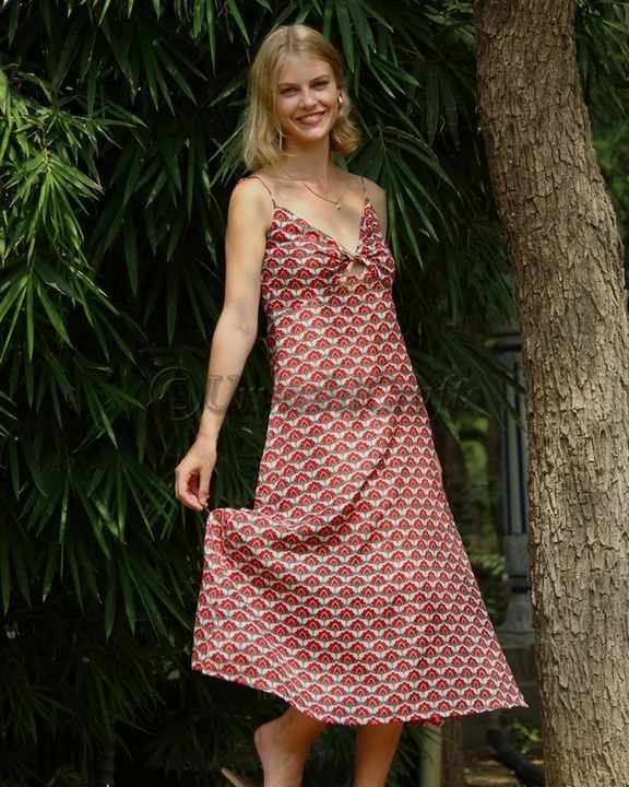 Custom Elegant Women Casual Dress Sleeveless Block Printed V-neck Dress Spaghetti Strap Casual Summer Dress