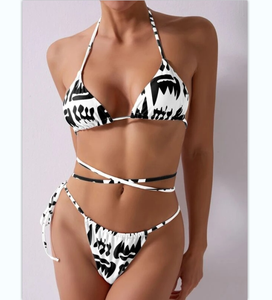 Hermoso diseño impreso Bikini Traje de baño Hot Sexy Girl Mini Bikini transparente Dos/dos piezas Ropa de playa - Product Image 4