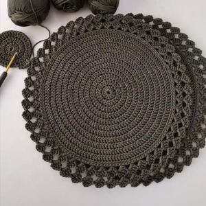 MORE Cotton Eco-Friendly Crochet Round Table <b>Placemats</b> <b>Set</b> of 6 Multi Color 15 Inches - Product Image 1