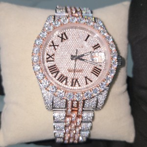 Reloj de Lujo RX de 41 mm con Cuarzo, Diamante Moissanite, Indicador de Fecha con Números Romanos, Correa de Acero Inoxidable, Estilo Hip Hop - Product Image 1