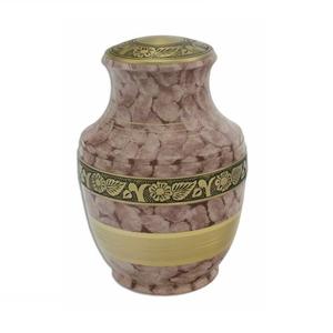 Fournisseur en gros d'urnes funéraires en laiton finition marbre, urne commémorative de luxe gravée de fleurs pour les cendres humaines, usage décoratif. - Product Image 1