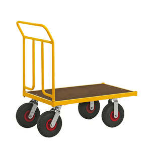 Chariot de manutention pliant jaune Série 144 KM144550 à quatre roues, chariot de courses industriel avec support OEM - Product Image 1