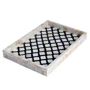Premium Handmade Bone Inlay and Mother of Pearl Tray Finest Quality Decorative Tray for Coffee Tea Snacks, and Home Entertaining - Product Image 1