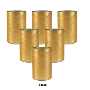 Gold <b>Cylinder</b> <b>Vase</b>, Vintage-Style Handmade Mercury <b>Glass</b> Finish for Weddings Parties Events Large Set of 6 - Product Image 1
