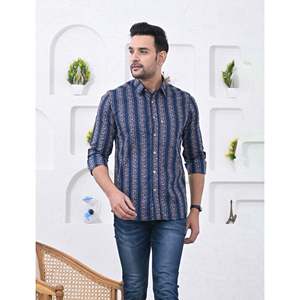 Camisa Casual de Algodón Estampada para Hombre, Manga Larga, Transpirable, Tela Popelina u Oxford, Diseño Floral o de Puntos, Suministro ODM - Product Image 1