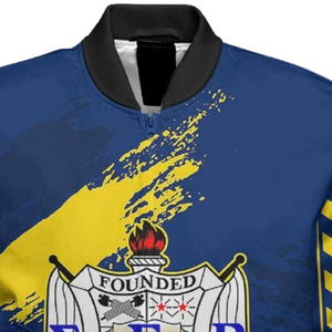 Chaqueta de Satén SGRho, Azul y Dorado, Bordado Universitario Sigma Gamma Rho 1922, Prenda Exterior para Mujer - Product Image 6