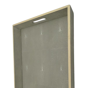 Wholesale DPC Model 013 Light Grey Shagreen Faux Decorative Serving <b>Tray</b> Coffee Table Room Decor - Product Image 3