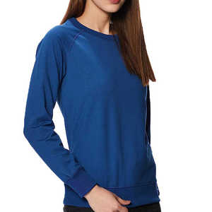 <b>Women's</b> O-Neck Oversize Sweatshirt Long Sleeve 100% Cotton <b>Fleece</b> for Winter Front Logo - Product Image 3