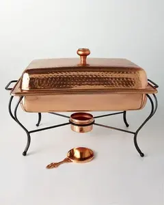 Nueva tendencia Plato de frotamiento Cobre Hecho Metal Calentador de alimentos Olla caliente para servir en bodas Uso Utensilios de cocina Hot Pot Buffet - Product Image 2