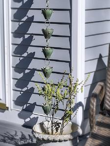 Chaîne de pluie en métal vert suspendue en aluminium pur naturel décoratif de fabricant en gros pour l'ornement de maison en métal de jardin - Product Image 5