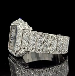 El mejor precio, venta al por mayor, accesorio de negocios, reloj de cuarzo helado con diamantes, inspirada en caja de aleación Hip Hop, banda de acabado antiguo para ropa de calle - Product Image 3