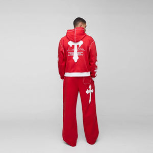 ชุดวอร์มสำหรับผู้ชายแผ่นปักลายสีทึบแบบสวมหัวมีฮู้ดชุดวิ่งออกกำลังกายระบายอากาศได้ตามต้องการ - Product Image 4