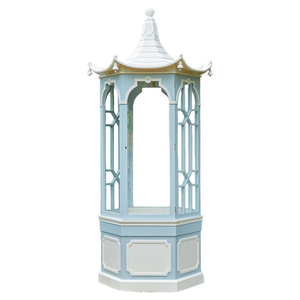 Farol de Pagoda Vintage Blanco y Plateado, Portavelas de Metal Esmaltado Pintado a Mano, Estilo Chinoiserie, Decoración Decorativa para el Hogar - Product Image 3