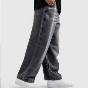 กางเกงยีนส์ทรงบ็อกกี้ทรงตรงสำหรับผู้ชายกางเกงยีนส์ผ้าฝ้ายฟอกสีเข้มแฟชั่นวินเทจสำหรับผู้ชาย - Product Image 4