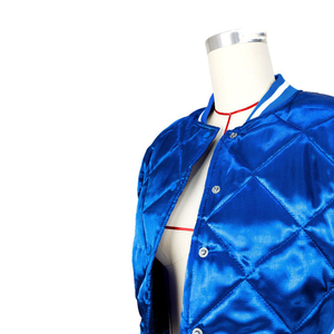 2023 personnalisé femmes à manches longues bleu Bomber Varsity vestes Logo personnalisé automne Streetwear peau de mouton cuir tricoté traitement - Product Image 5
