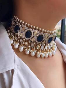 Conjuntos de joyería de Boda nupcial india con zafiro de laboratorio para mujer conjunto de joyería y pendientes collar conjuntos de anillos ocasión especial Gif - Product Image 5