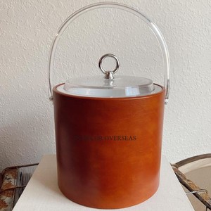 Seau à glace en acier inoxydable recouvert de cuir de qualité supérieure argenté poli brillant pour la maison et l'hôtel au prix le plus bas - Product Image 1