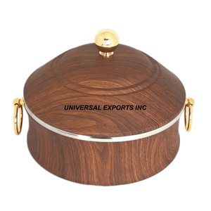Réchaud alimentaire en bois fini sur mesure, qualité supérieure, fait main, style classique, design élégant, casserole en métal - Product Image 1