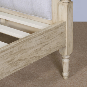 Cama Infantil de Diseño Exclusivo Oliver, Madera Maciza, Cabecera Tapizada, Estilo Clásico Moderno, Tamaño Individual, Natural - Product Image 3
