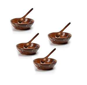High Selling Elegant Wooden <b>Soup</b> And Salad <b>Bowls</b> <b>Set</b> Of Four Durable Natural Finish Perfect For Everyday Use From India - Product Image 5
