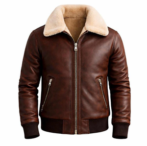 แจ็คเก็ตหนังผู้ชายคุณภาพพรีเมียมสำหรับฤดูหนาว พร้อมปกตั้งและโลโก้ด้านหน้า ดีไซน์สั่งทำพิเศษ - Product Image 2