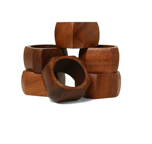 Round Circle Real Natural Acacia Wooden Napkin Ring Partyware Home <b>Wedding</b> Hotel Decorative Wooden Napkin Ring - Product Image 1