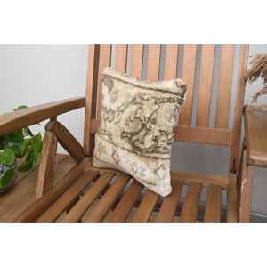 หมอนอิงผ้าวูลสีเบจ12X12นิ้วหมอนอิงปักลายดอกไม้วินเทจเป็นมิตรต่อสิ่งแวดล้อมดีไซน์แบบชนบท - Product Image 3