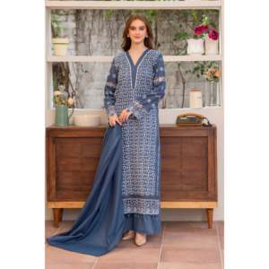 MIRAKHI Collection Printemps/Été 3 pièces : Chemise en mousseline brodée ChickenKari avec dupatta en tissu slub BIC-6600 LAWN Tube – Idéal pour les sports de plein air - Product Image 1