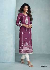 Tenue indienne élégant meilleur tissu vêtements ethniques bonne qualité Pure rayonne Kurti avec pantalon avec point Lakhnavi approvisionnement mondial - Product Image 6