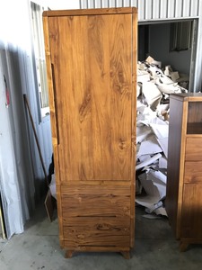 Armario Nórdico de Madera de Teca con Patas Cónicas |   Armario Minimalista de 2 Cajones Diseñado para Dormitorio - Product Image 6