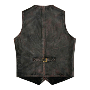 Classic Casual Cowhide Leather Vest <b>Mens</b> <b>Waistcoat</b> - Product Image 4