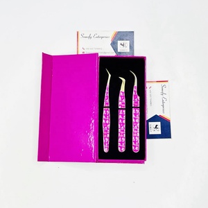 Professional Stainless Steel Precision Paper Coated Tweezers 10mm Durable Sharp Tips <b>Eyelash</b> <b>Extension</b> Volume <b>Mink</b> Pink - Product Image 6