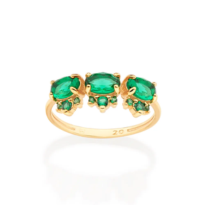 Bague de positivité en or jaune 18 carats pour femme 3 gros diamants verts taille émeraude et bijoux certifiés Moissanite IGI - Product Image 4