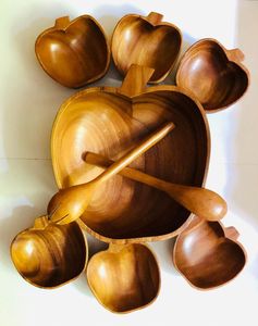 Deluxe Quality Teak Wood Dinnerware Set Customized <b>Shape</b> for Wedding Parties and Hotel Ware Supplies - Product Image 1