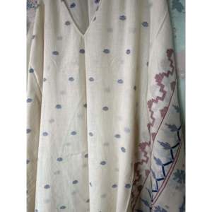 Robe longue ample à imprimé floral, taille unique, respirante, ornée de pierres, style Jamdani Kaftan, pour l'été - Product Image 1