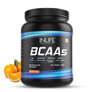 INLIFE 450g Aminoácidos de cadena ramificada BCAA con sabor a piña con L-Glutamina Citrulina Malato Vitaminas para adultos Nutrición - Product Image 1