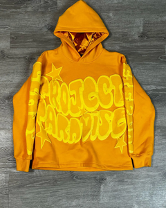 Fabricante OEM personalizado Puff Print No Hem Crop Hoodie para hombres Heavyweight Cotton Streetwear Hip Hop Hoodie Satin Lined Hoodi - Product Image 2